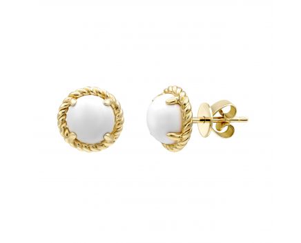 Earrings with agate in yellow gold 2С034НП-1452