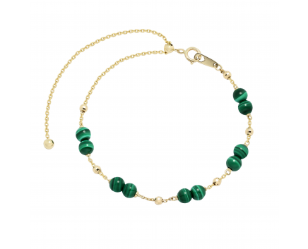 Bracelet with malachite in yellow gold 2Б034НП-0103