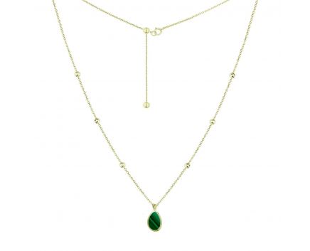 Necklace with malachite in yellow gold 2Л034НП-0160