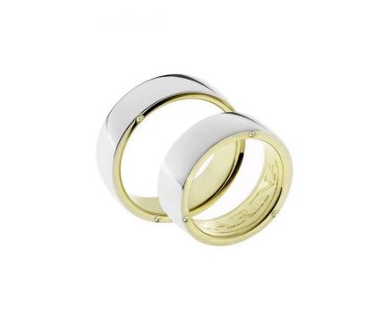 Wedding ring with diamonds in a combination of white and yellow gold 2ОБ619-0024-1