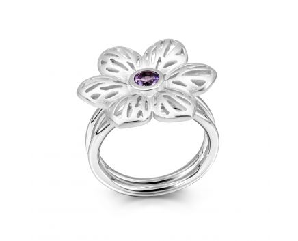Silver ring with amethyst 3K597-0006