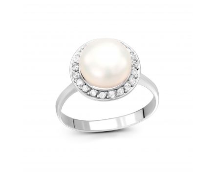 Silver ring with a pearl 3-290 161