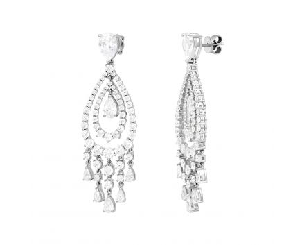 Earrings with cubic zirconia in silver 3-348 884