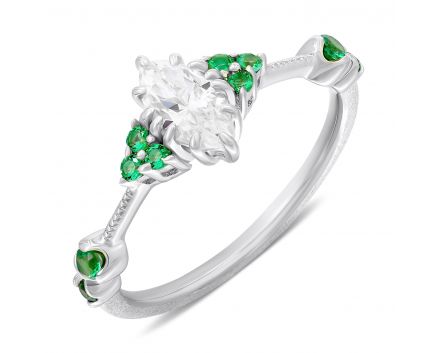 Ring Radiance with white and green cubic zirkonia