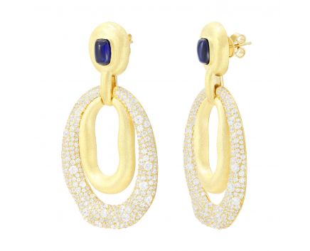 Earrings Jacqueline white cubic zirkonia yellow rhodium