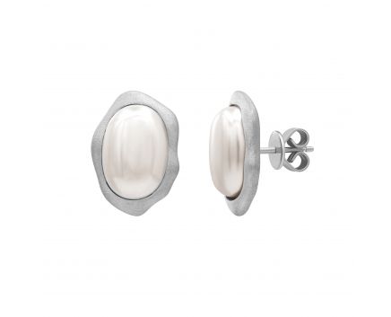 Earrings with imitation pearls silver white rhodium