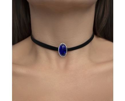 Necklace-checker with lapis lazuli 3L155-0090