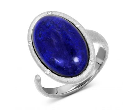 Daxi ring with lapis lazuli and cubic zirkonia white rhodium