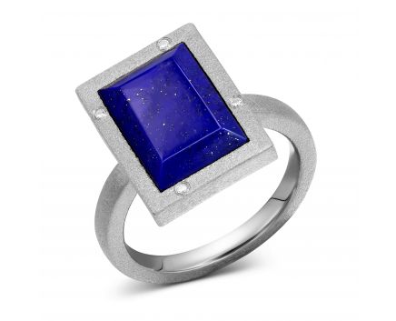 Adele ring with lapis lazuli white rhodium