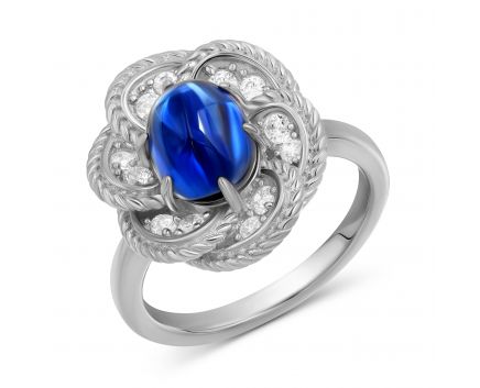 Ring with kyanite and cubic zirkonia white rhodium
