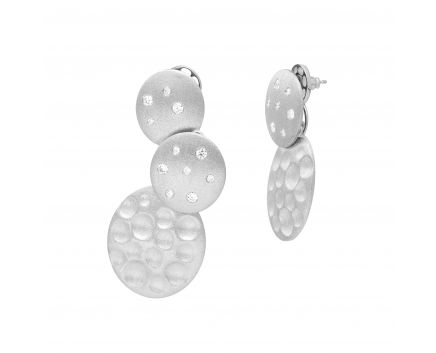 Earrings with cubic zirkonia silver white rhodium 3С155-0238