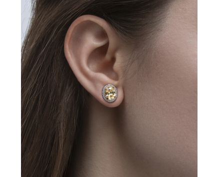 Earrings silver with fianitas 3С155-0260