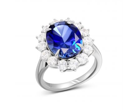 Princess Diana's ring with oval-cut imitation sapphire 3К376-0196