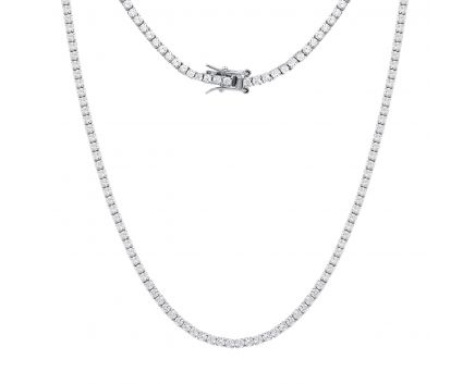 Tennis silver necklace with rhinestones 3Л269-0001