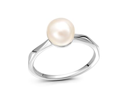Silver ring with a pearl 3K862-0008