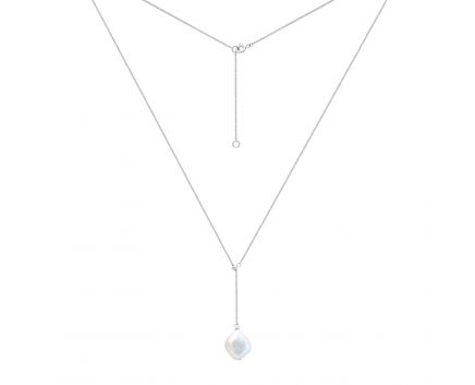 Necklace with a pearl in silver on the slider 3L862-0008