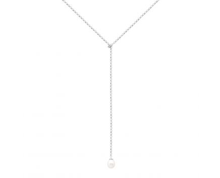 Necklace with a pearl in silver on the slider 3L862-0020