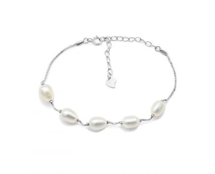 Silver bracelet with pearls 3Б096-0049