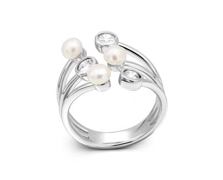 Silver ring with pearls 3K096-0104