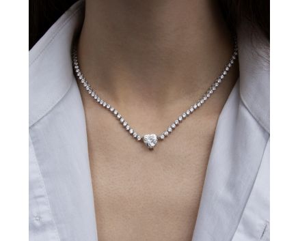 Silver necklace with cubic zirkonia 3L155-0108