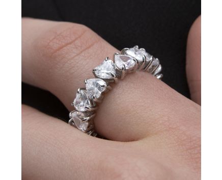 Silver ring with fianitas 3К155-0252