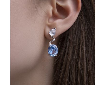 Silver earrings asymmetrical 3С155-0285