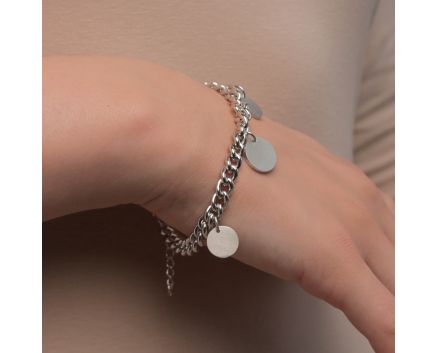Silver bracelet with three coins