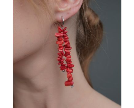 Earrings KORALI with corals white rhodium