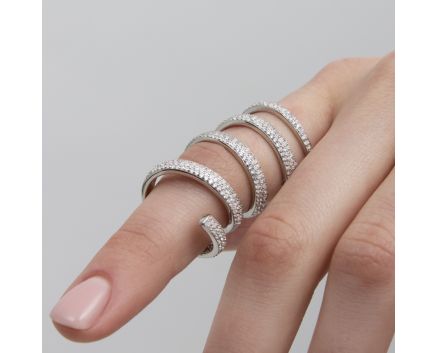 Silver ring with fianitas 3К656-0078