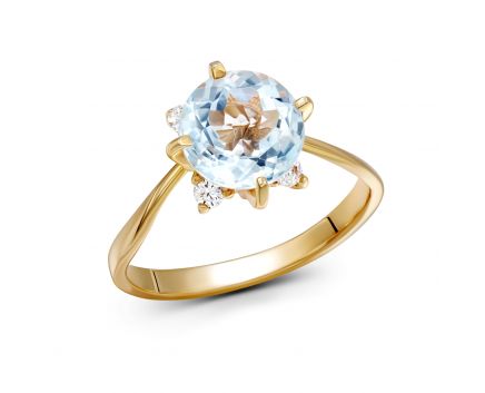 Ring with topaz and cubic zirconia in rose gold 8-134 063