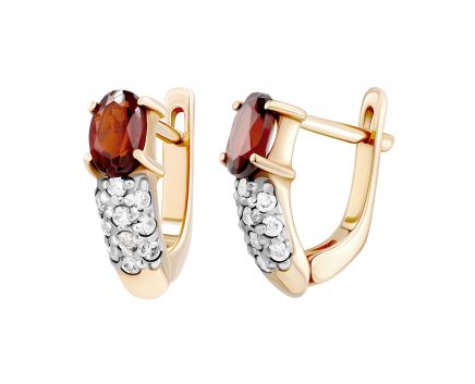 Earrings with garnets and diamonds in rose gold 8-143 226