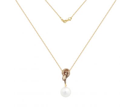 Necklace with diamonds and praline in rose gold 8-147 885
