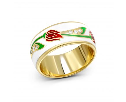 Ring with diamonds in yellow gold B549: THIS