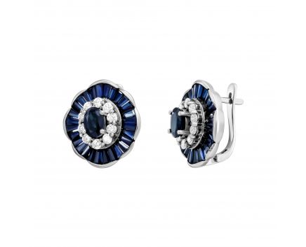 Earrings with diamonds and sapphires in white gold 8-215 109