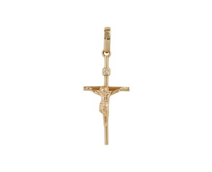 Cross with a diamond in rose gold К171:ЭД-Кр7151
