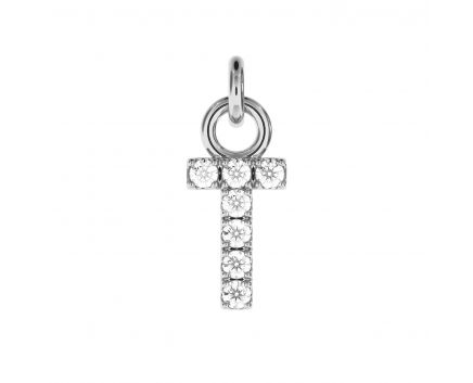 Pendant T white rhodium